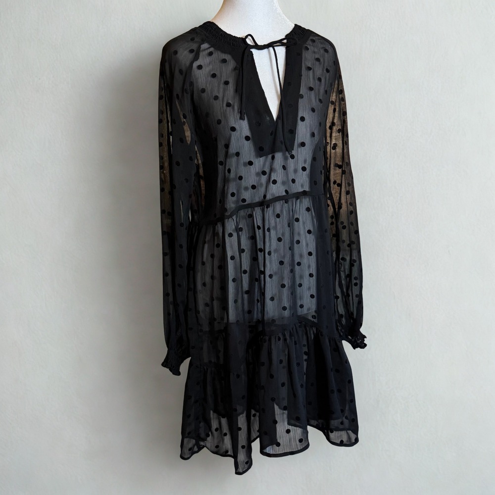 Black Sheer Dress Whimsigoth Size S Polka Dot Dark Romantic Fairy Goth Witchy